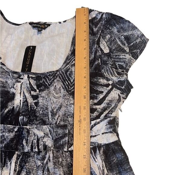 Chaudry Blue White Cotton Round Neck Cap Sleeves Dress Size M NWT - Picture 11 of 14